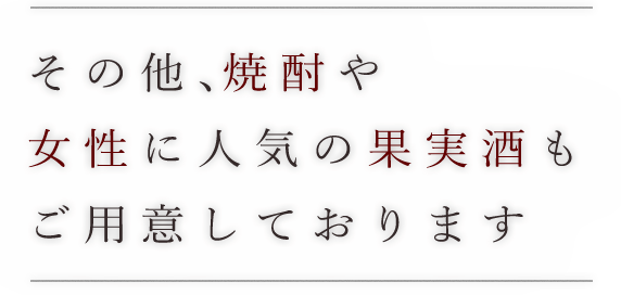 その他焼酎や女性に人気の果実酒